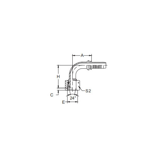 20591-90°metrisk hun 24°kegle O-ring H.T.